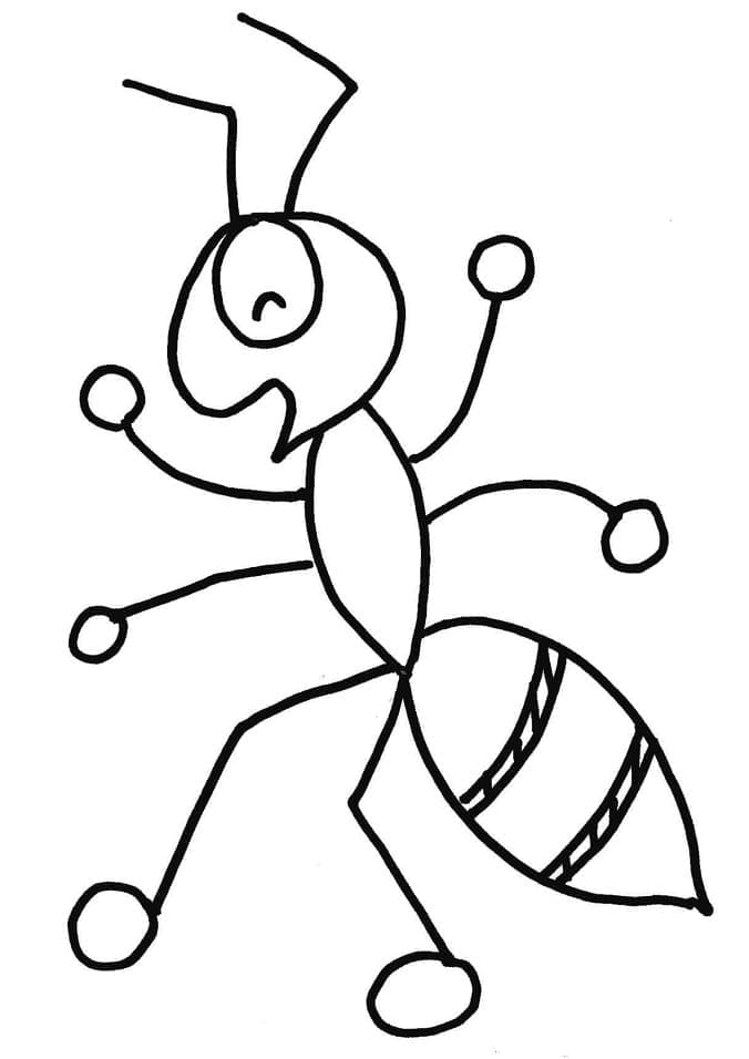 Desenho de uma Formigá Alegre para Colorir