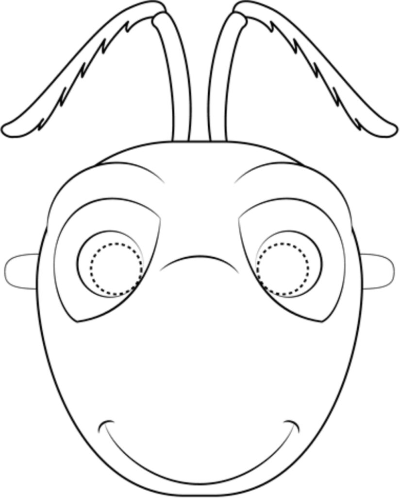 Desenho Máscara de Formigá para Imprimir e Colorir
