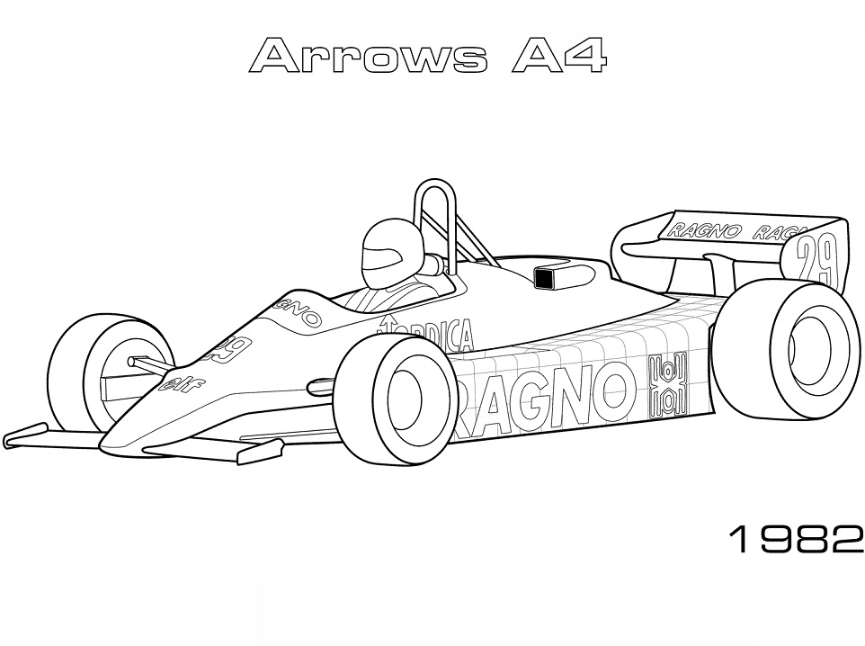 Desenho de Carro de Fórmula um Bonito para Colorir Pdf