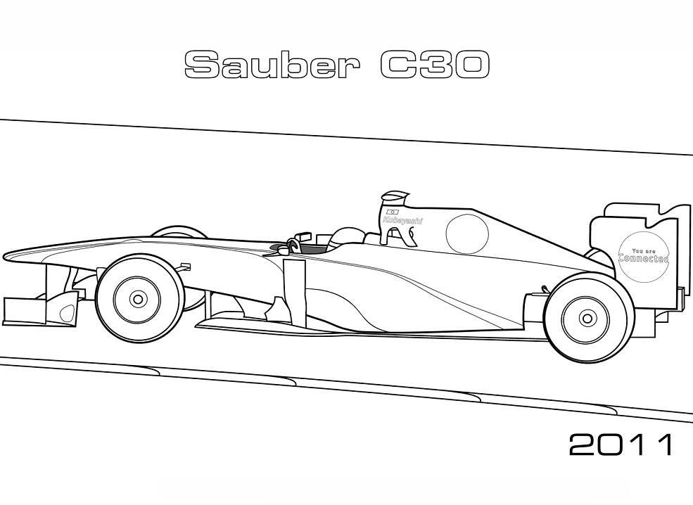 Desenho de Carro de Fórmula um Engraçado para Imprimir