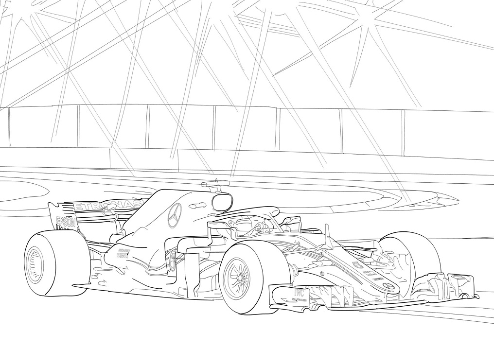 Desenho de Carro de Fórmula um Moderna para Colorir Pdf