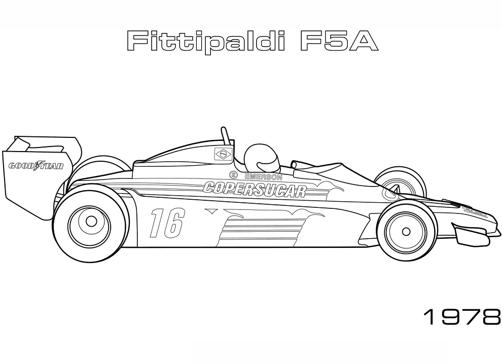 Desenho de Fórmula um Carro de Corrida para Colorir