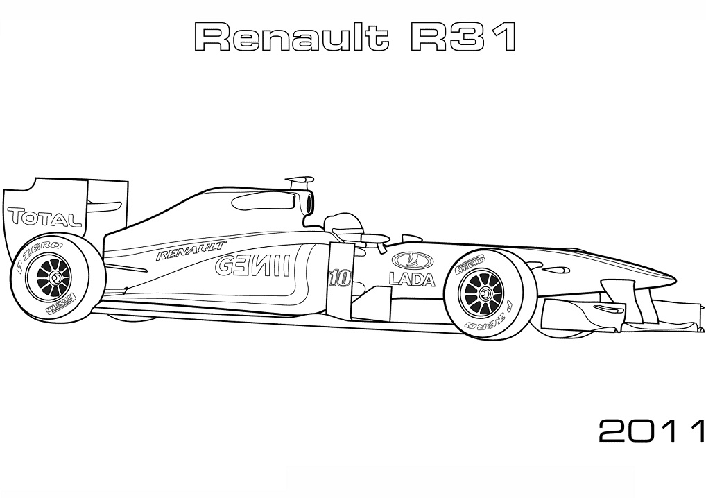 Desenho de Fórmula um Simples para Colorir