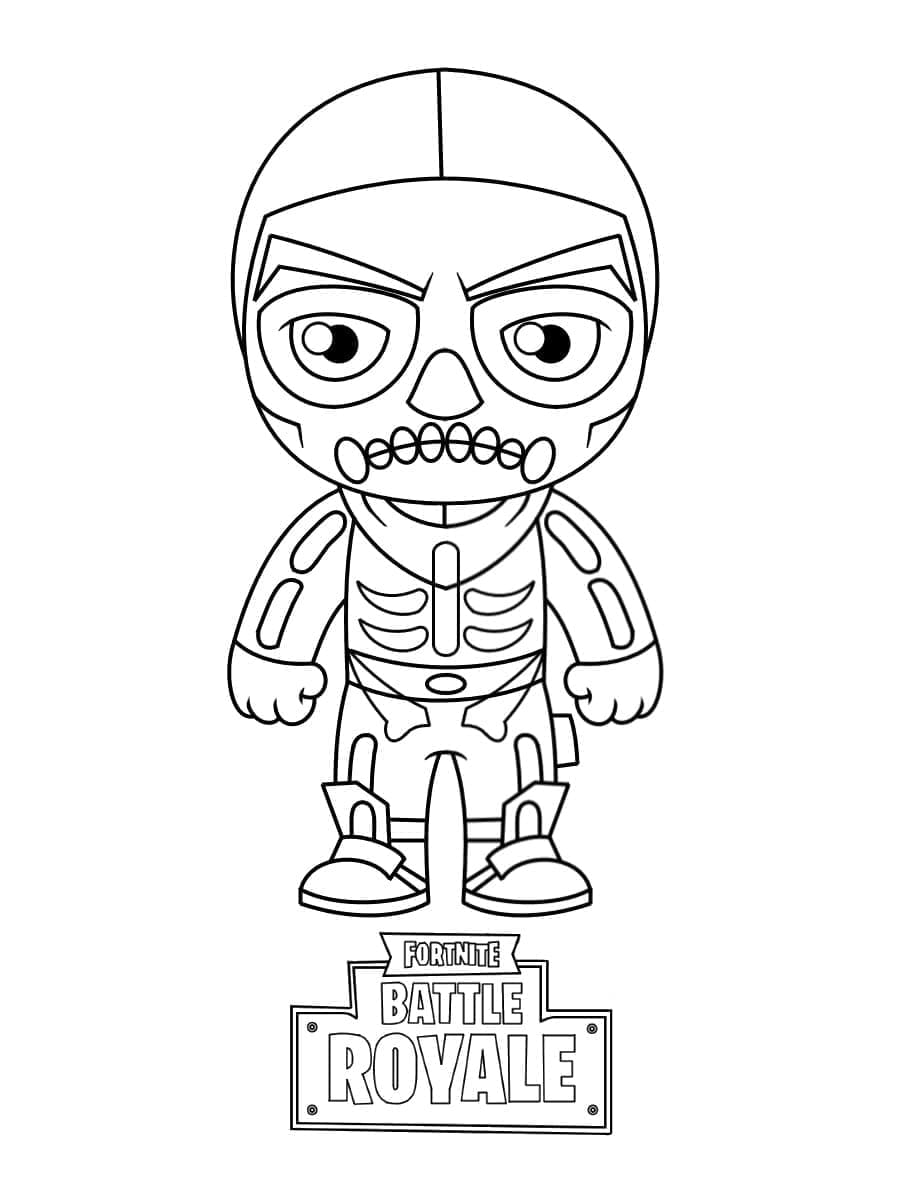 Desenho de Chibi Skull Trooper de Fortnite para Colorir
