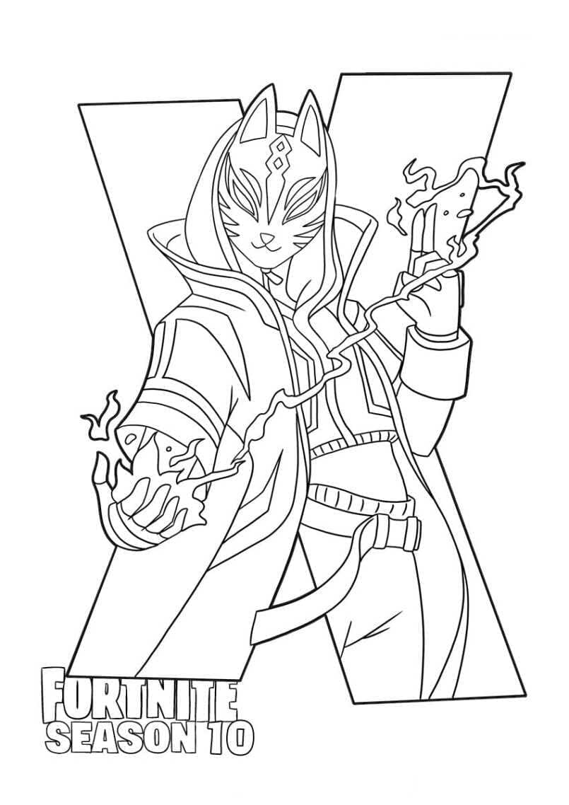 Desenho de Drift de Fortnite para Colorir