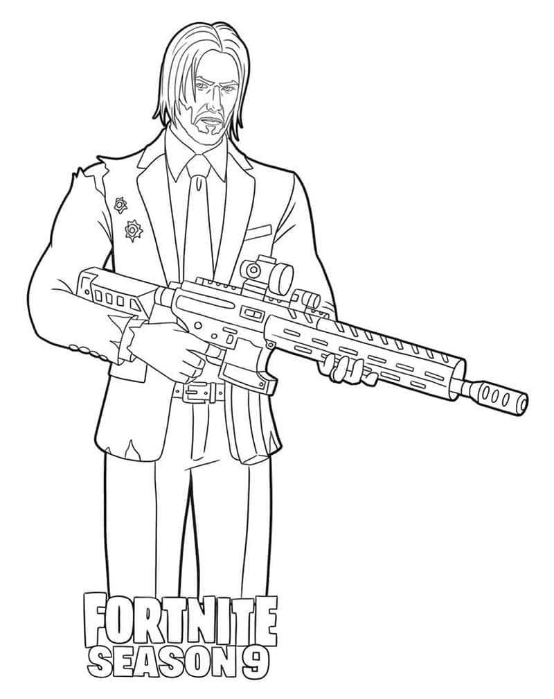 Desenho de John Wick de Fortnite para Colorir