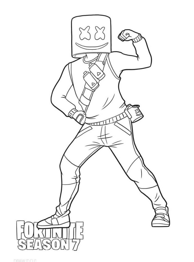 Desenho Imprimivel de Marshmello Fortnite para Colorir