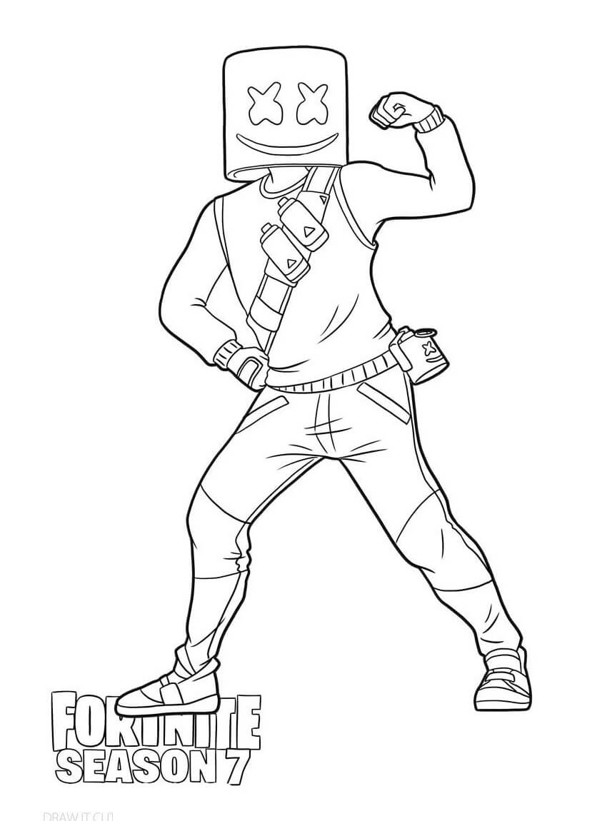 Desenho Imprimivel de Marshmello Fortnite para Colorir