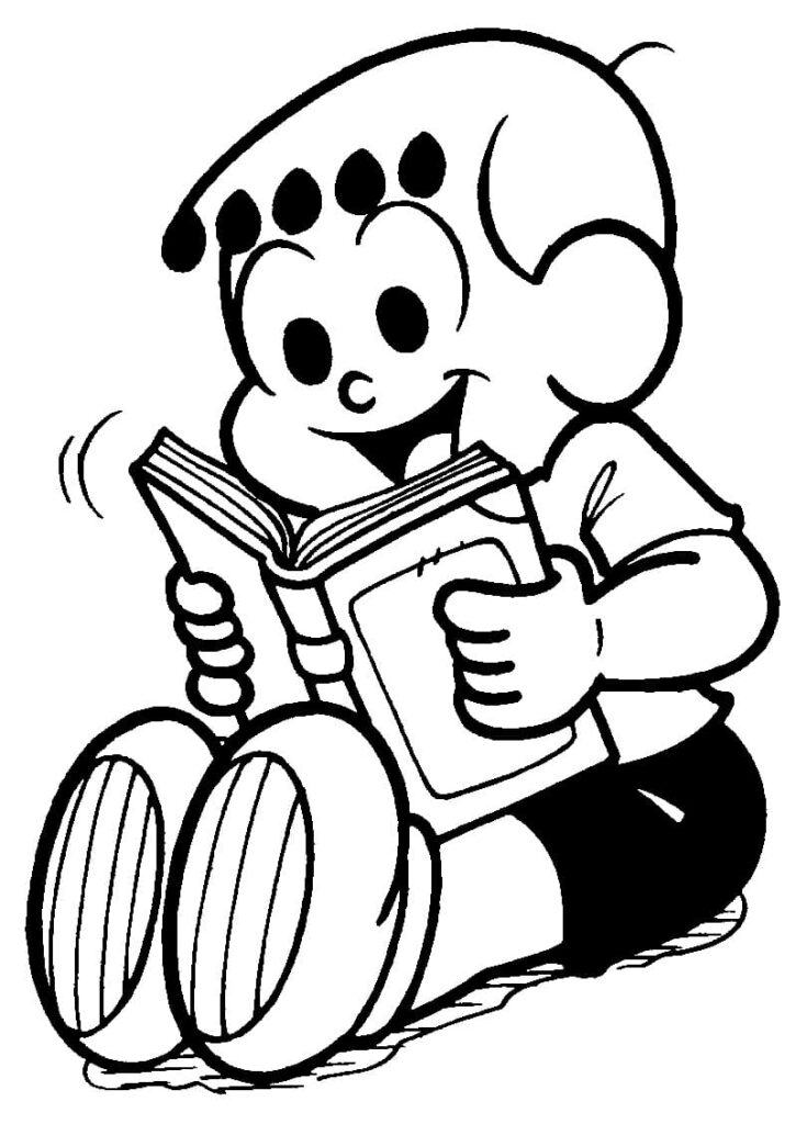 Desenho de Franjinha Lendo Livro para Colorir