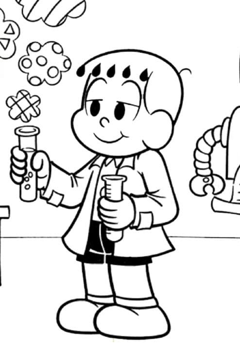 Desenho de Franjinha no Laboratório para Colorir