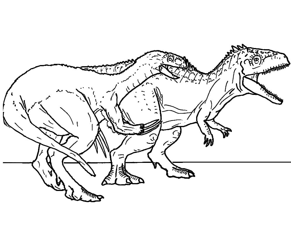Desenho de Therizinosaurus e Giganotossauro para Colorir