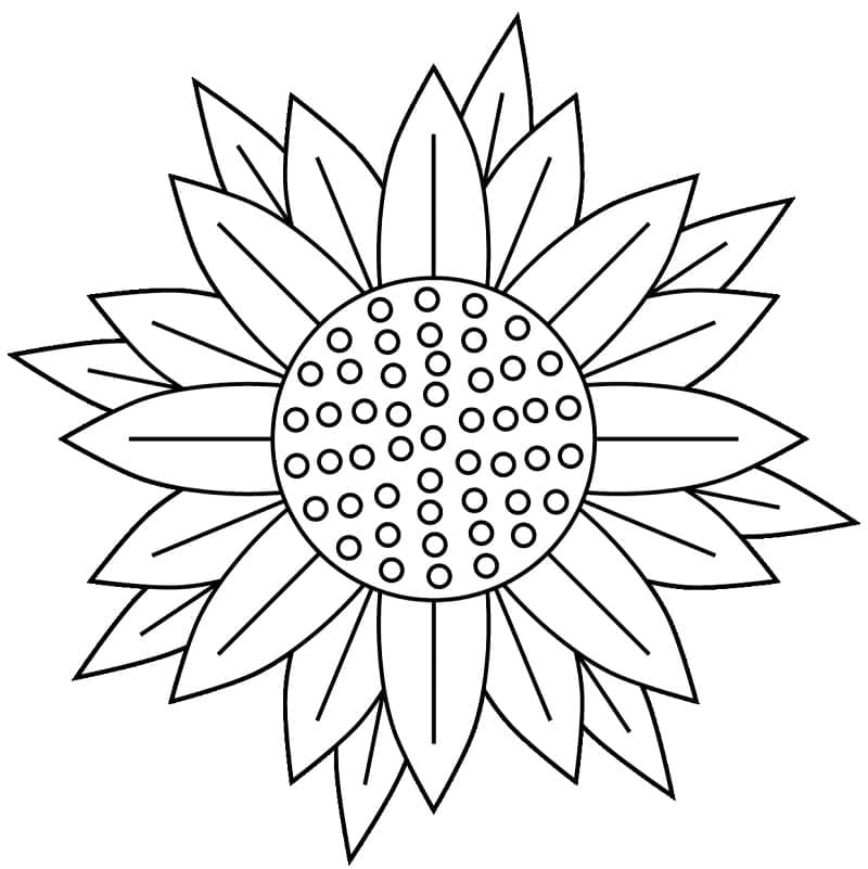 Desenho de Girassol Fácil para Colorir