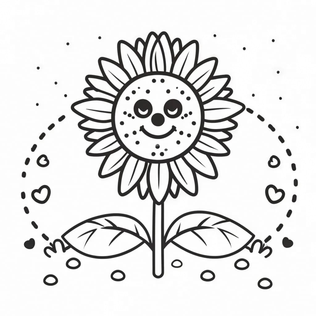 Desenho de Girassol Feliz para Colorir