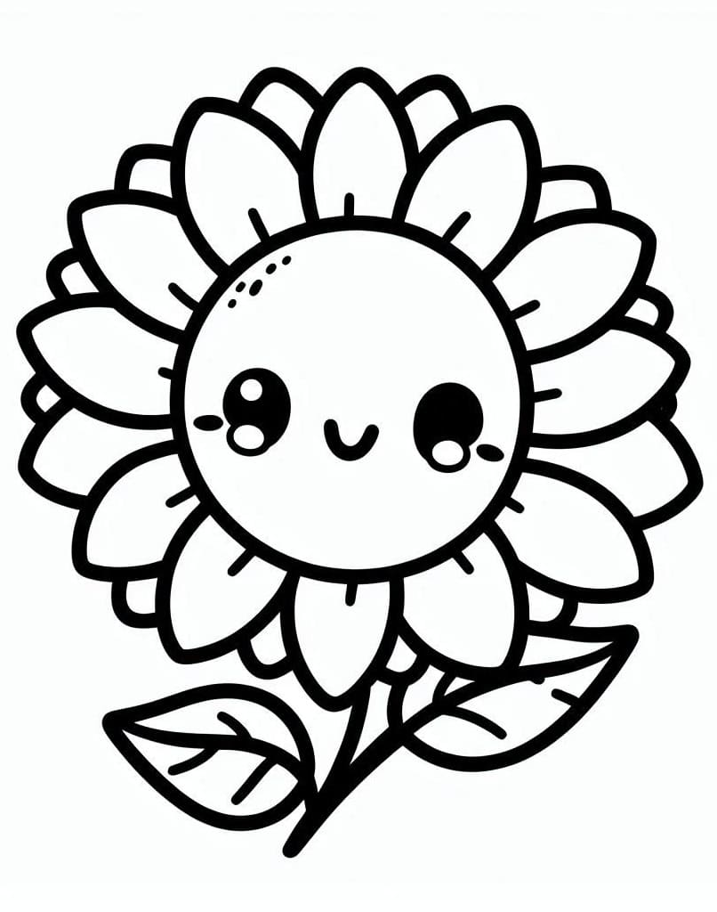 Desenho de Girassol Fofo para Colorir