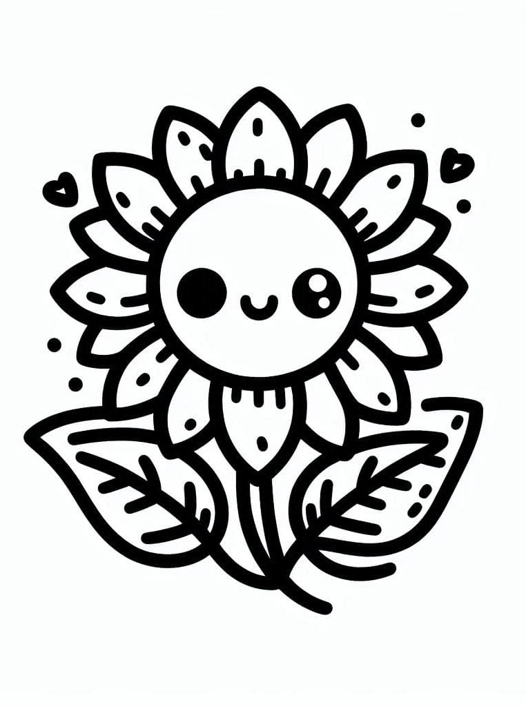 Desenho de Girassol Muito Fofo para Colorir