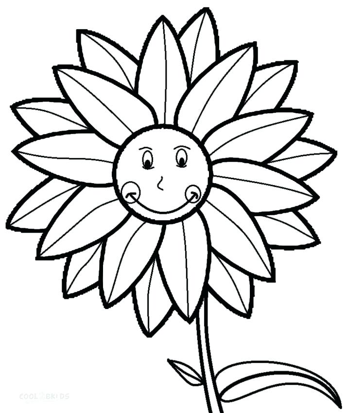Desenho de Flor Girassol Kawaii para Colorir Pdf