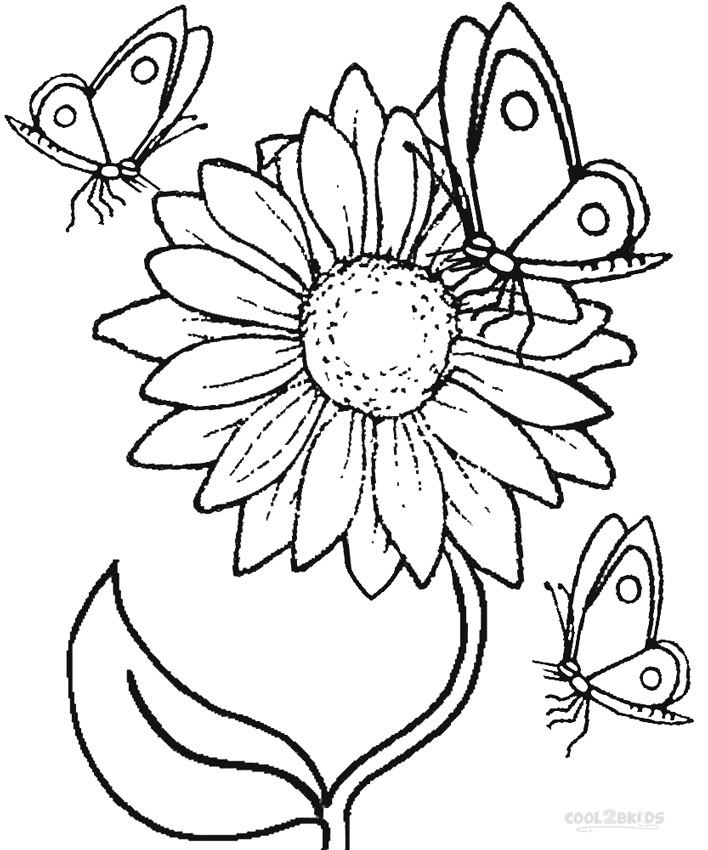 Desenho de Flor Girassol Simples para Colorir