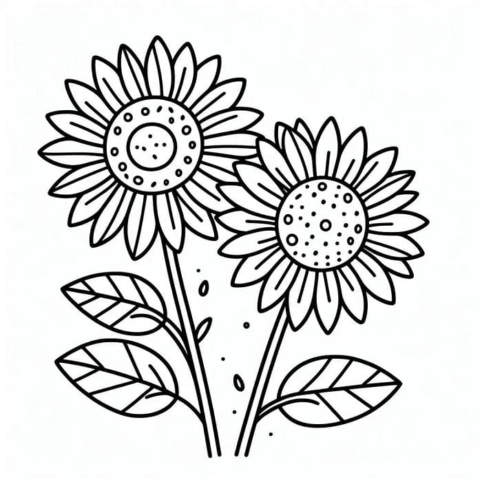Desenho Dois Girassóis para Colorir