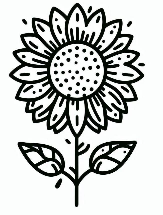 Desenho Girassol Único para Colorir