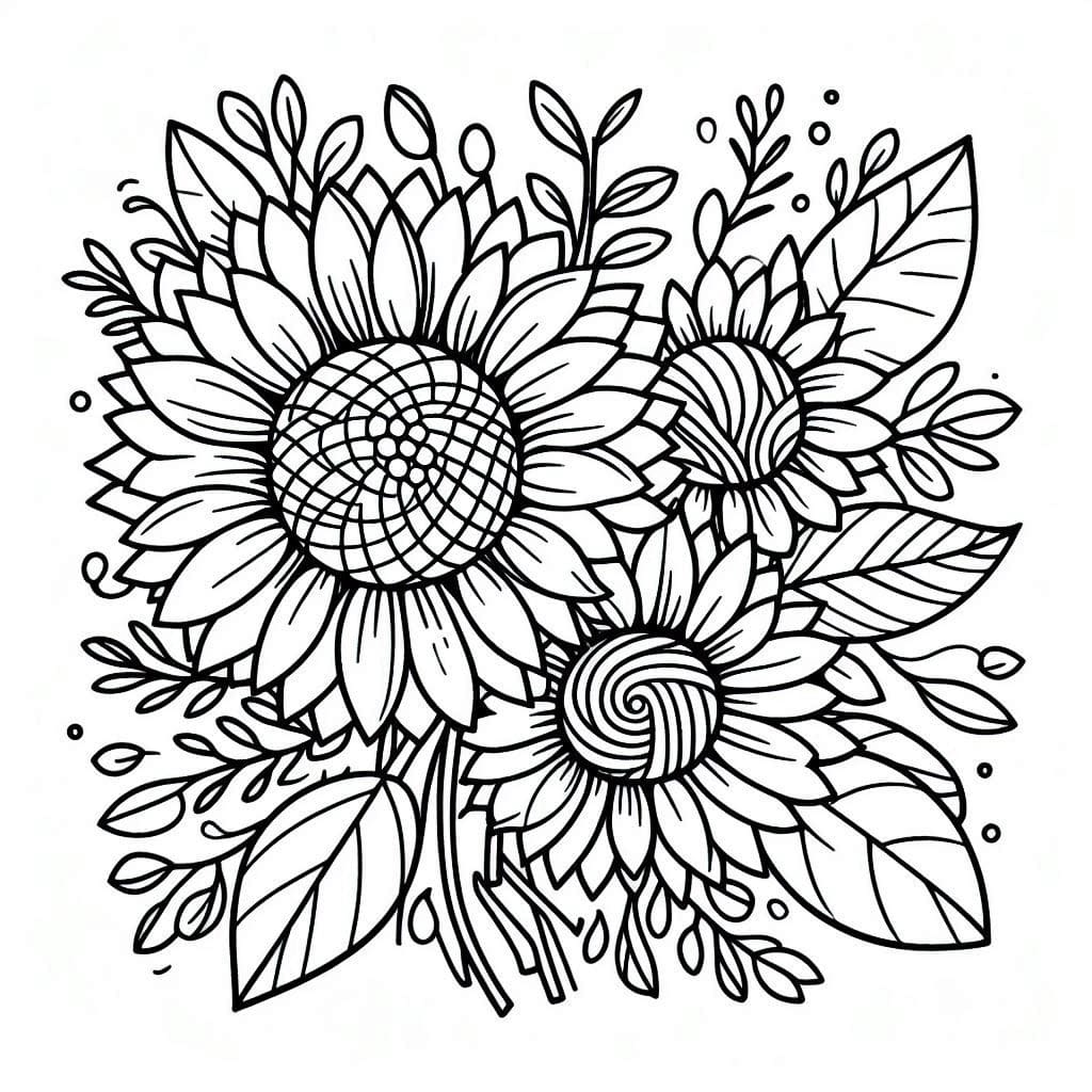 Desenho Lindos Girassóis para Colorir
