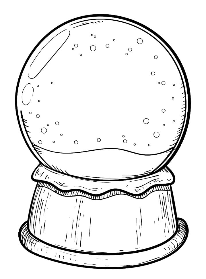 Desenho de Globo de Neve com Estrelas para Colorir