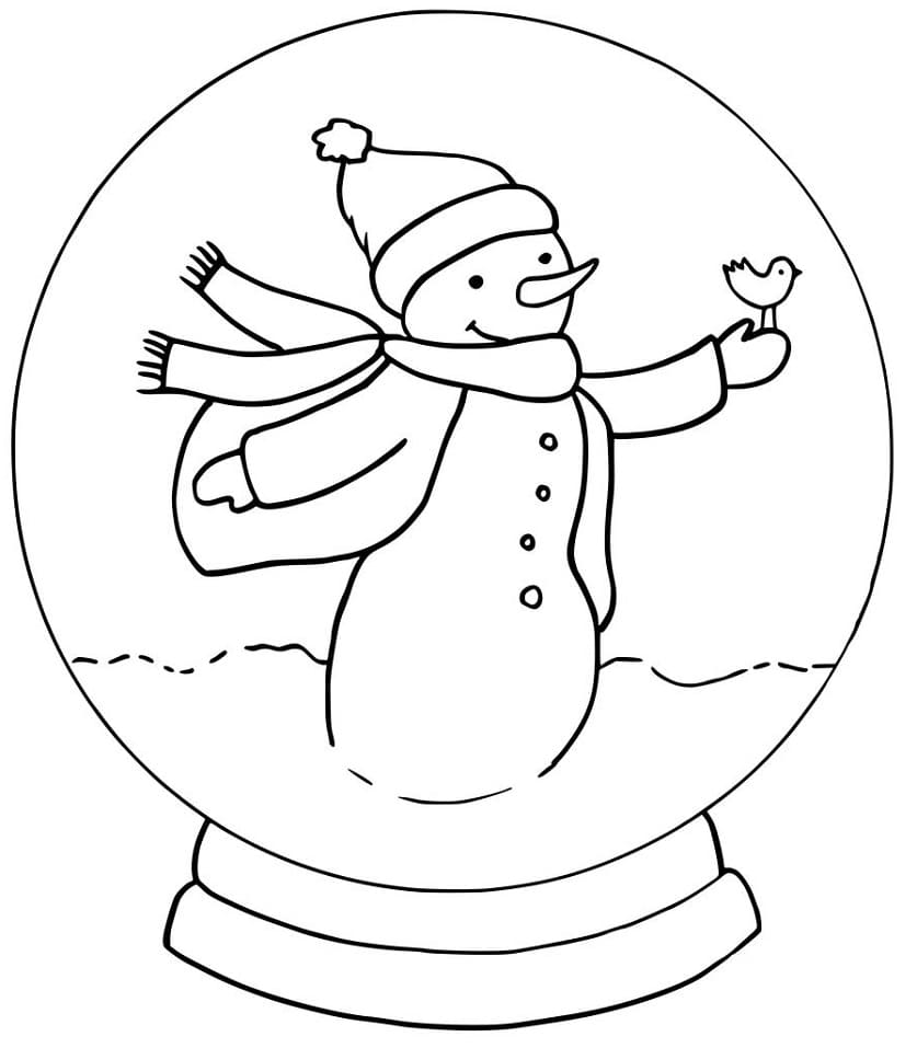 Desenho de Globo de Neve Infantil para Colorir