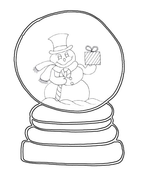 Desenho de Globo de Neve Simples para Colorir Pdf