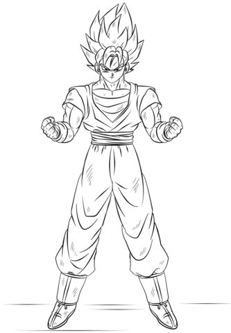 Colorir Desenho em Pdf do Goku Super Saiyan