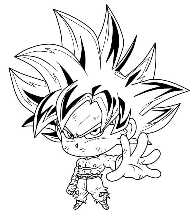 Desenho de Chibi Goku Instinto Superior para Colorir Desenho de Chibi Goku Instinto Superior para Colorir