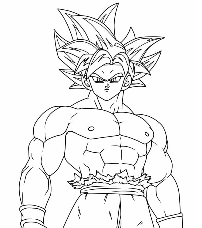 Desenho de Dragon Ball Goku Instinto Superior para Colorir