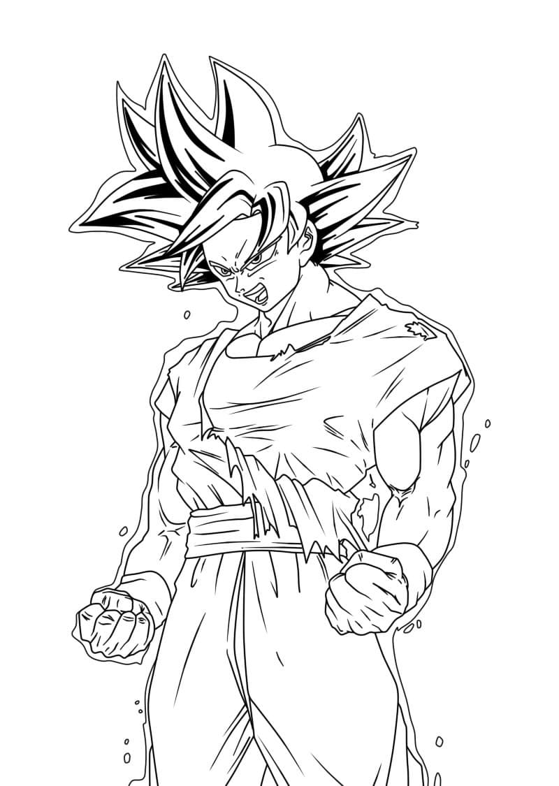 Desenho de Goku Instinto Superior 2 para Colorir