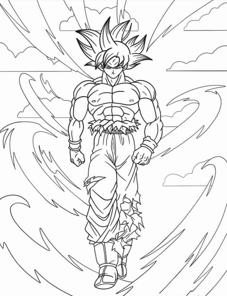 Desenho de Goku Instinto Superior Forte para Colorir