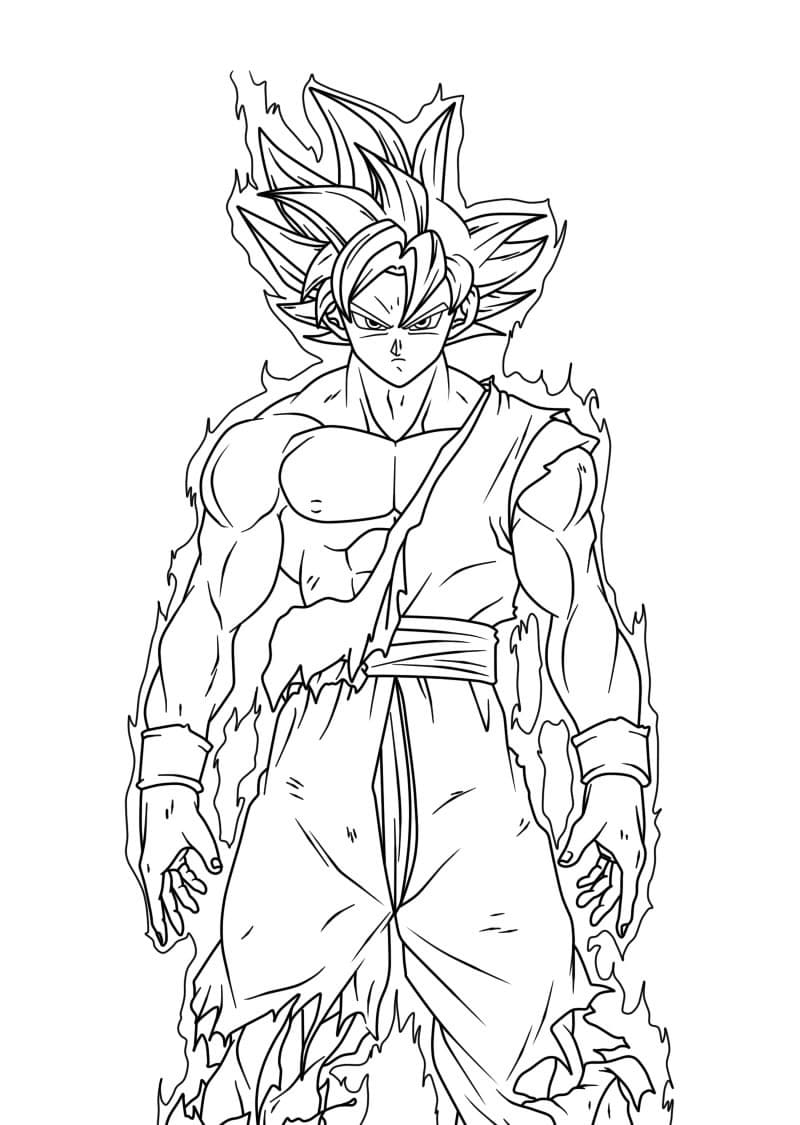 Desenho de Goku Instinto Superior Grtis para Colorir
