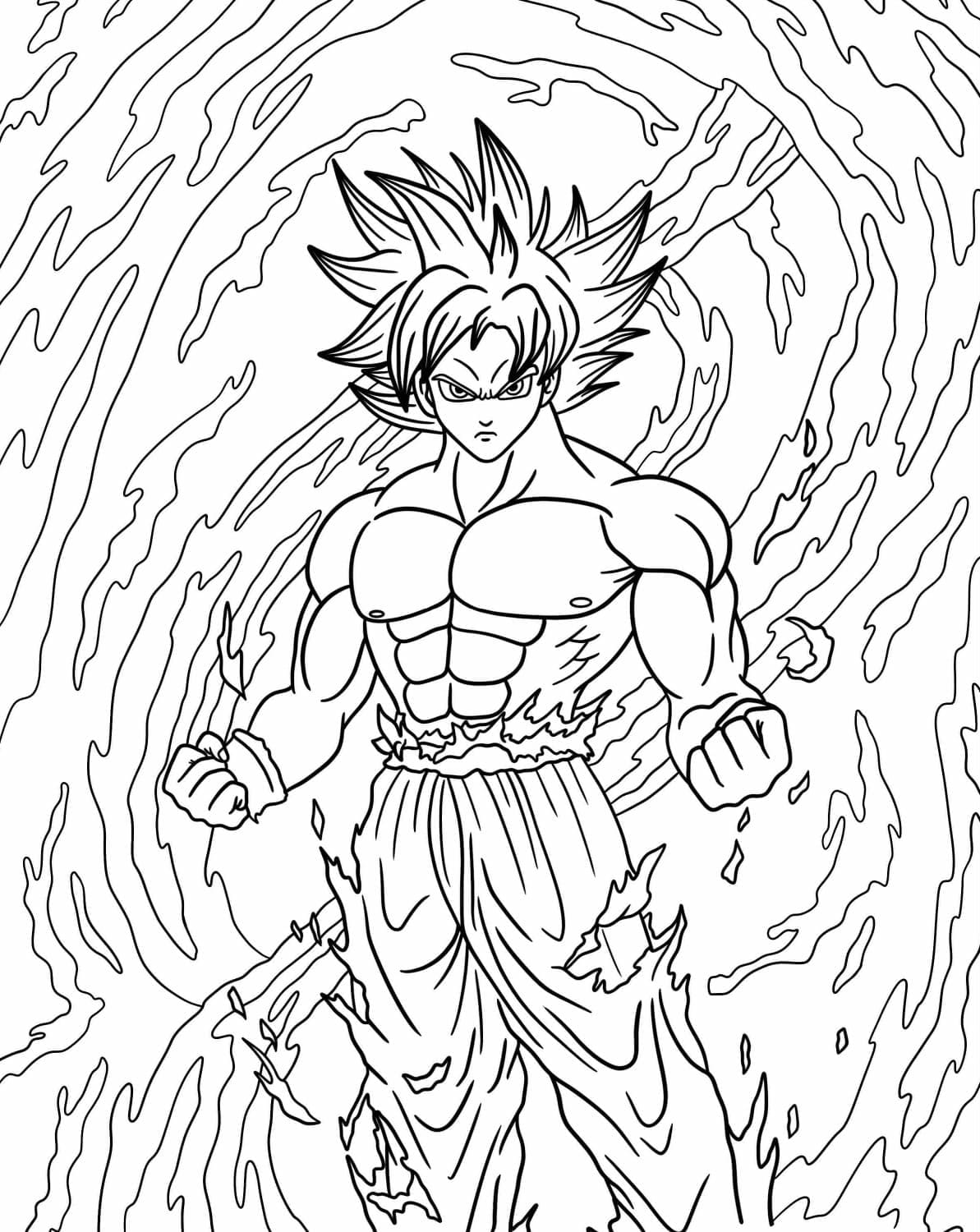 Desenho de Goku Instinto Superior Imprimivel para Colorir