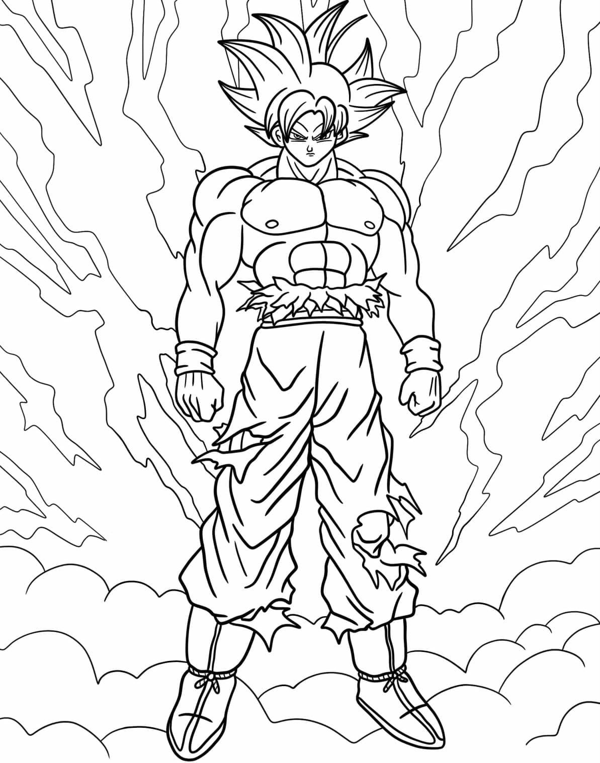 Desenho de Goku Instinto Superior Incrível para Colorir