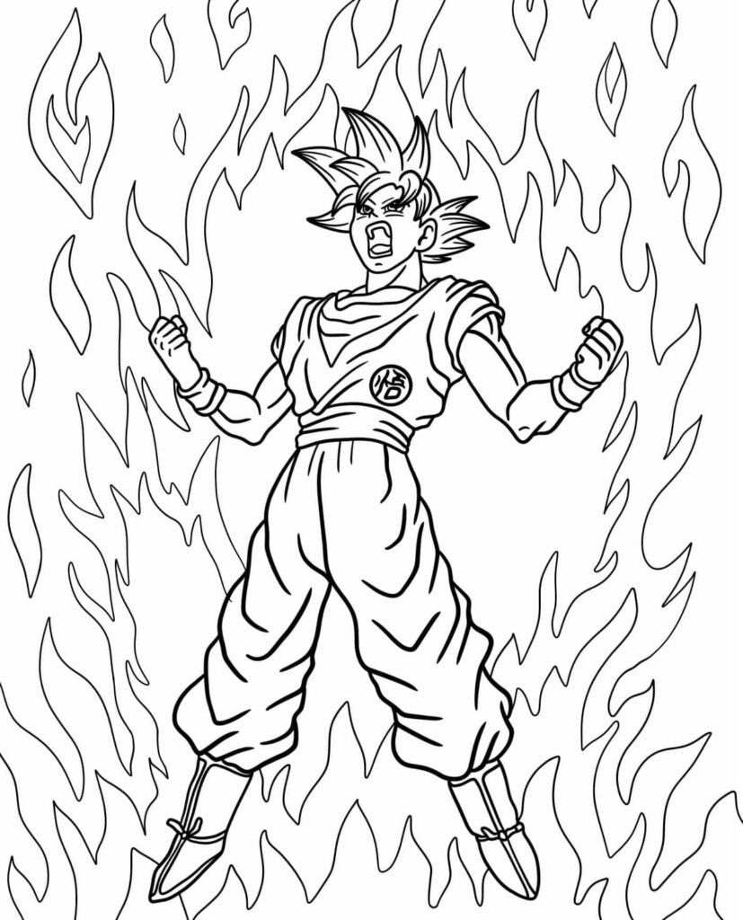 Desenho de Goku Instinto Superior Poderoso para Colorir
