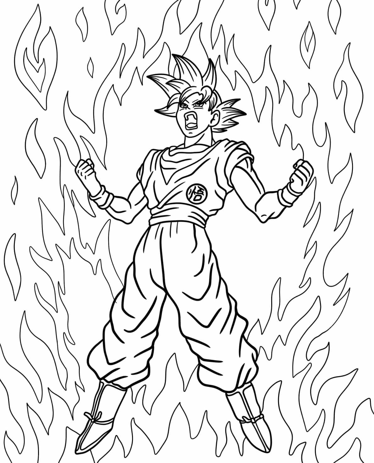 Desenho de Goku Instinto Superior Poderoso para Colorir