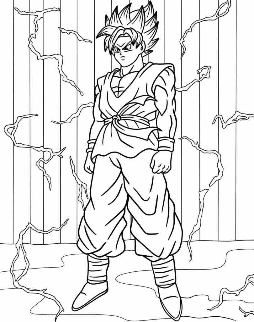 Desenho de Instinto Superior Goku para Colorir