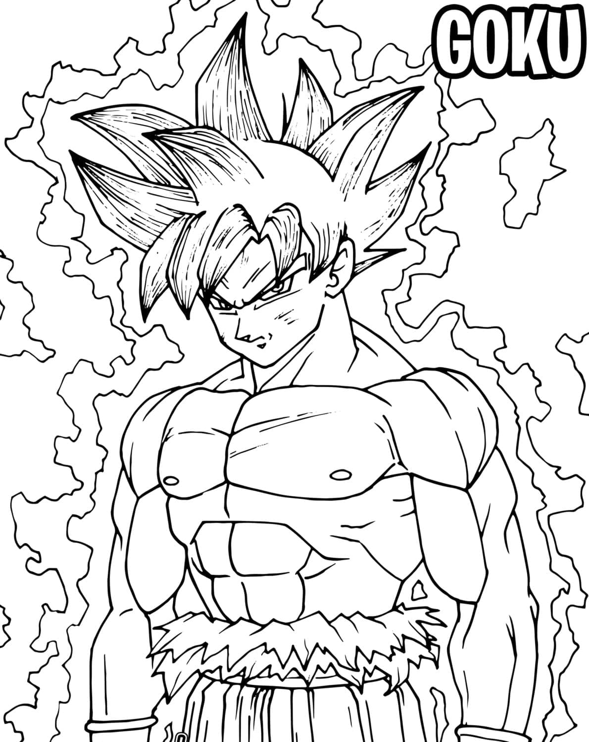 Desenho de Son Goku Instinto Superior para Colorir Desenho de Son Goku Instinto Superior para Colorir