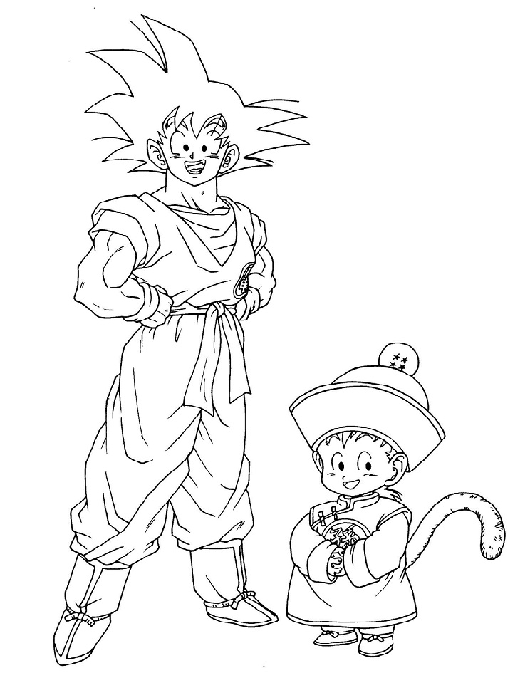 Desenho do Goku e Gohan para Crianças para Colorir Grátis