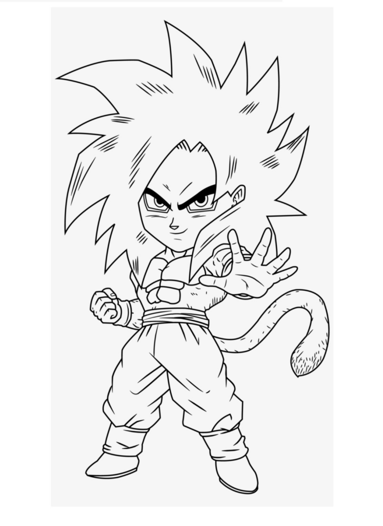 Desenho Imprimivel do Goku Fácil de Colorir com Canetinha