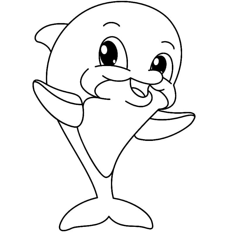 Desenho de um Golfinho Muito Fofo para Colorir