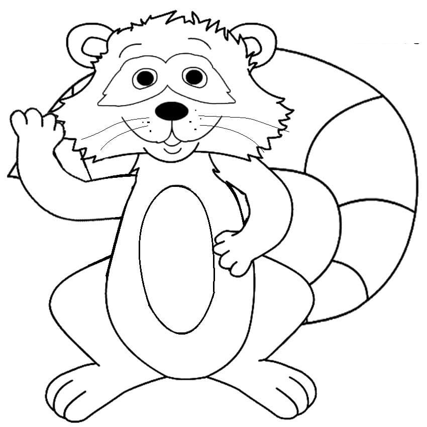 Desenho Guaxinim Amigável para Colorir