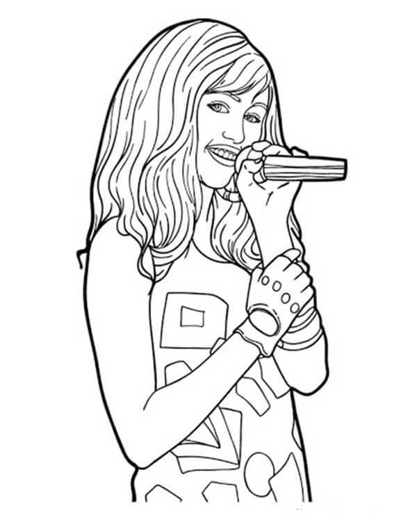 Desenho de Hannah Montana Cantora para Colorir