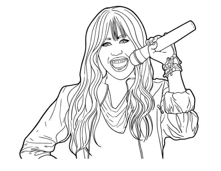 Desenho de Hannah Montana com Amigos para Colorir