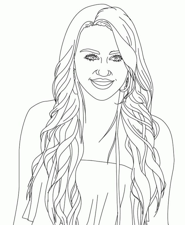 Desenho de Hannah Montana com Guitarra para Colorir