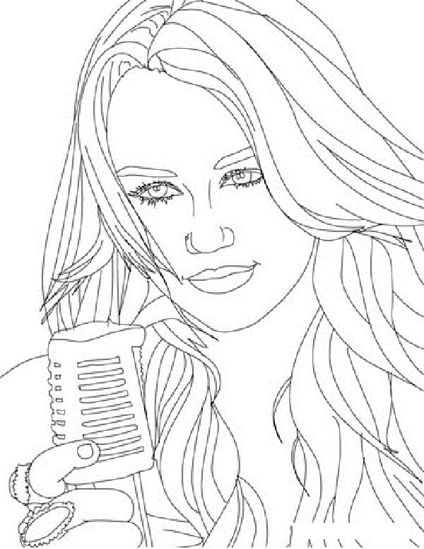 Desenho de Hannah Montana Famosa para Colorir