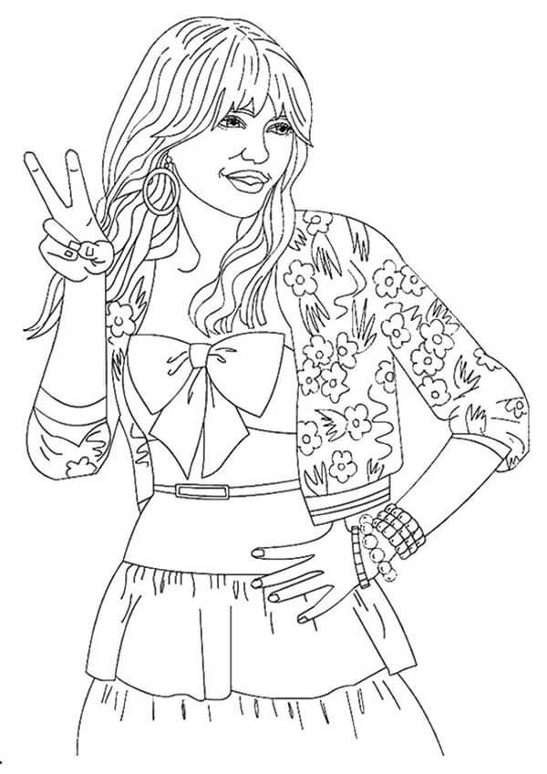 Desenho de Hannah Montana Pdf Grátis para Colorir