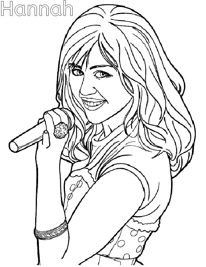 Desenho Hannah Montana Cantando para Colorir