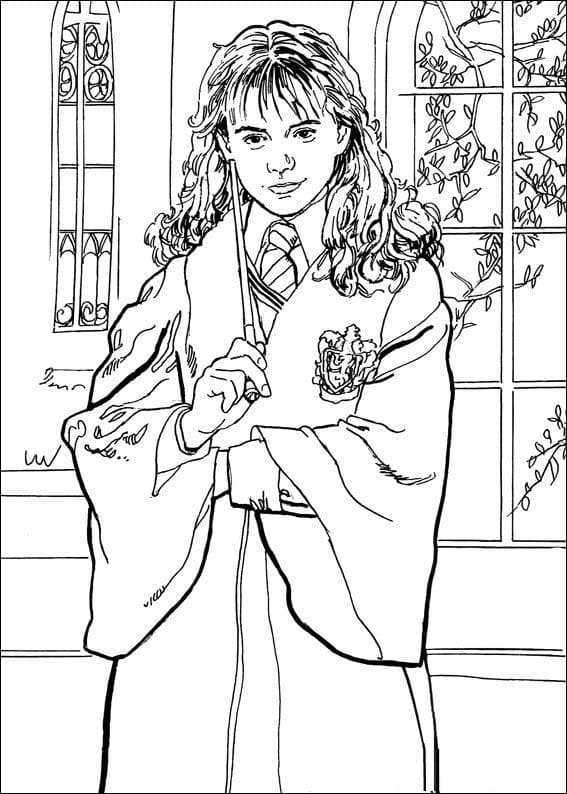 Desenho de Hermione Granger Kawaii para Colorir